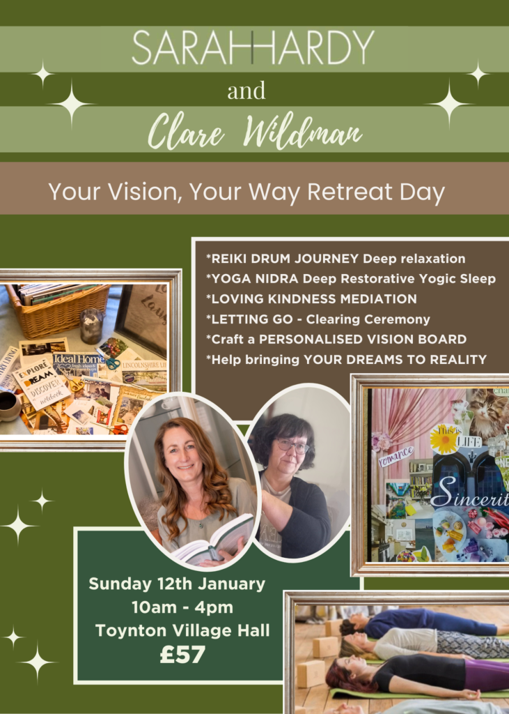 Vision board, yoga nidra, Toynton Hall, Lincolnshire